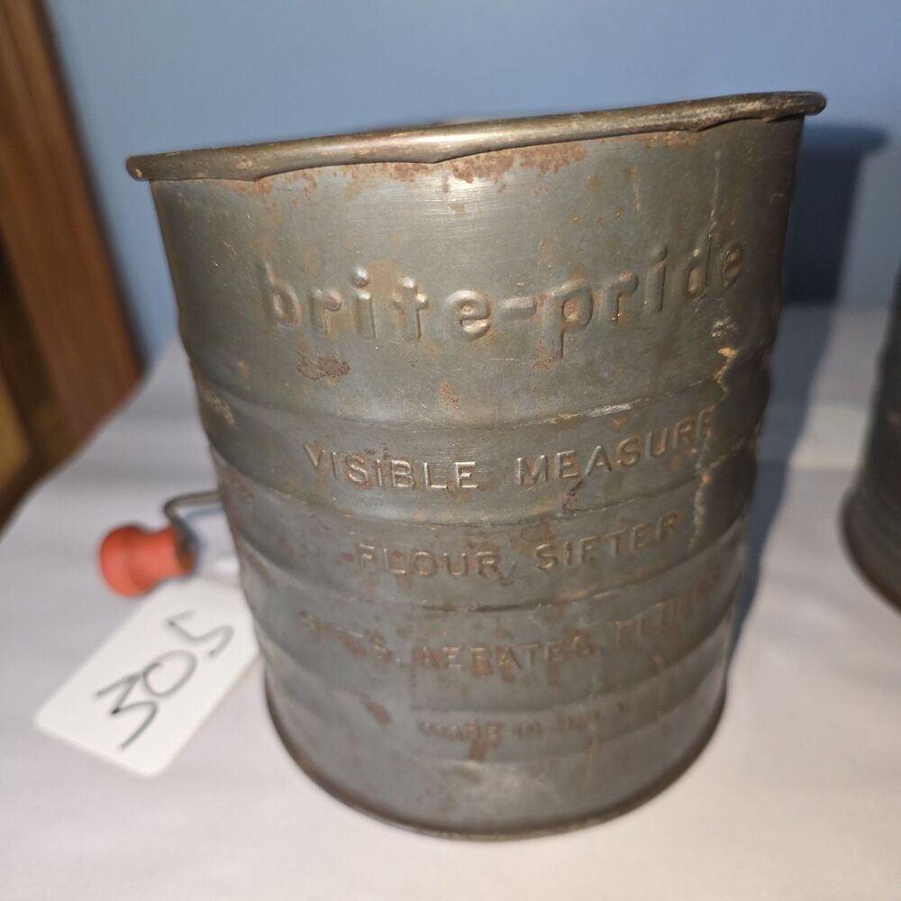 Vintage Brite-pride Flour Sifter Red Knob Made In USA